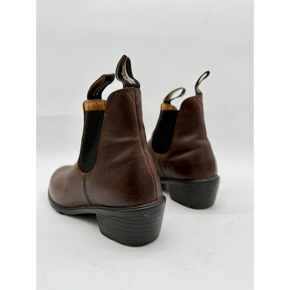 Blundstone Heeled Stout Brown Original Leather Chelsea Boots Women's 6.5 - Picture 5 of 8